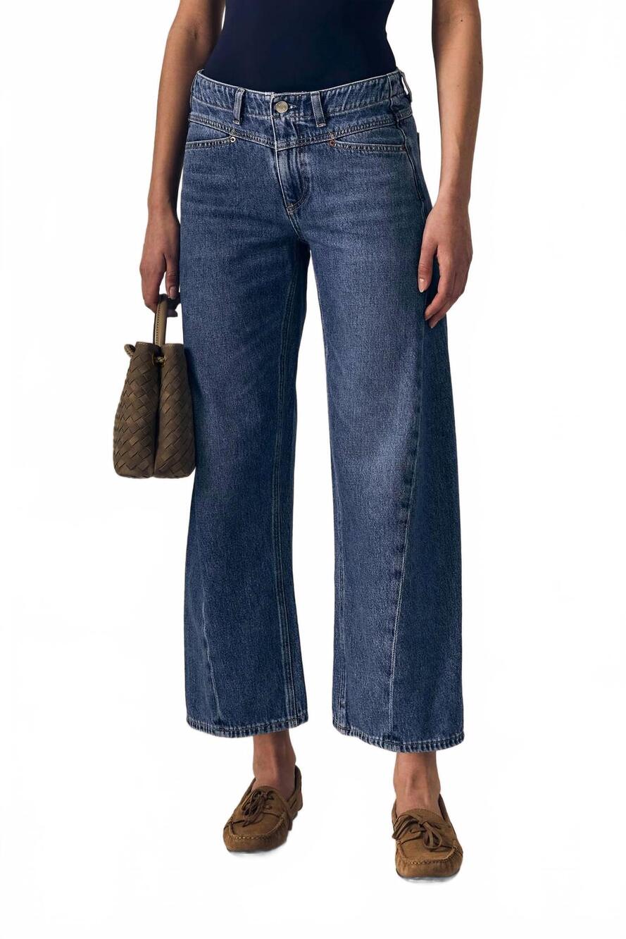NEW LE JEAN selena mid rise crop jeans in indigo bloom